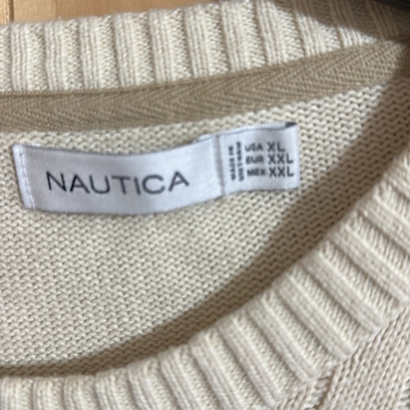 NAUTICAL Striped Cable Knit Sweater in Cream and Tan - Picture 2 of 5